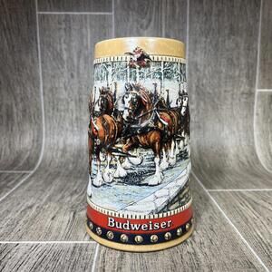 Budweiser 1988 Holiday Clydesdale Beer Mug Stein.